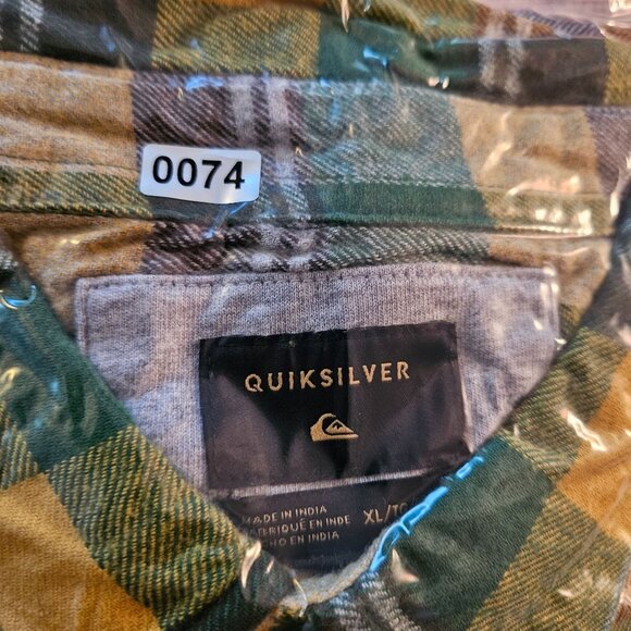 Quiksilver Mens Plaid Flannel Shirt Yellow/Green Long Sleeve Button-Up XL - Picture 16 of 16